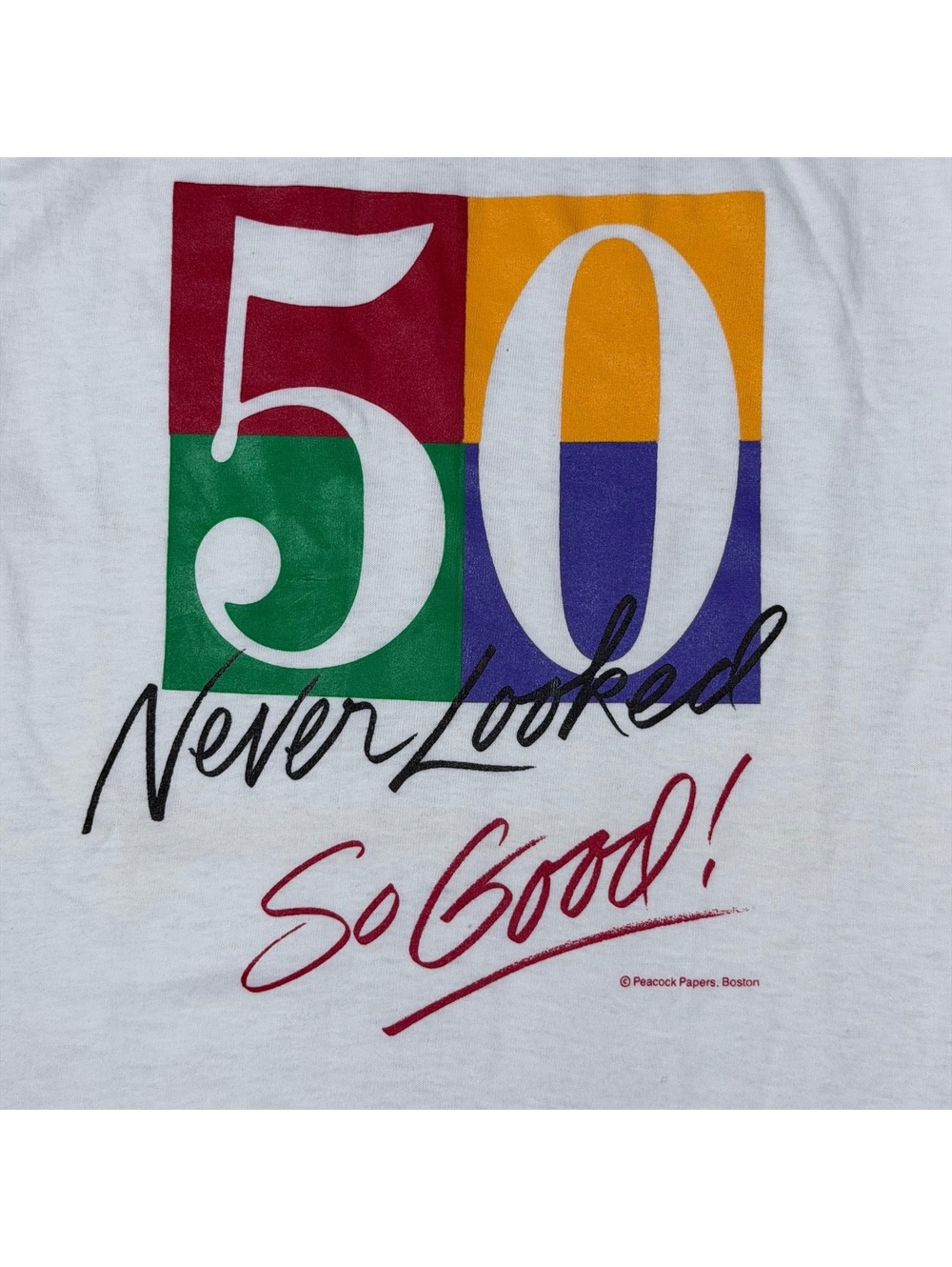 Peacock Papers Boston 50 Never Looked So Good! Graphic T-Shirt Medium